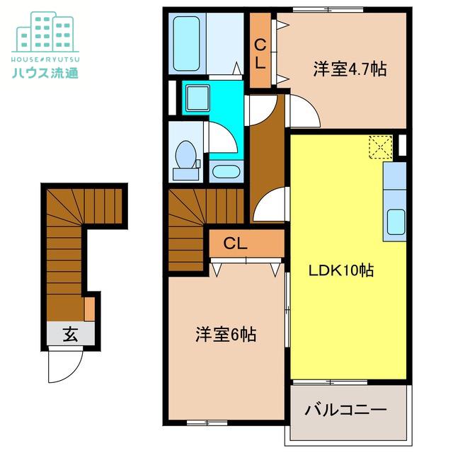フォレスト金の原II(2LDK/2階)の間取り写真