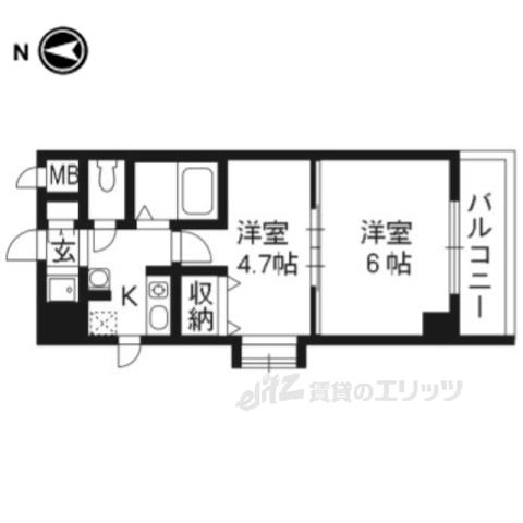 Mプラザ津田駅前十番館(1K/6階)の間取り写真
