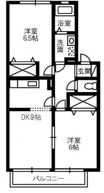 リヴェール新倉敷A棟(2DK/2階)の間取り写真