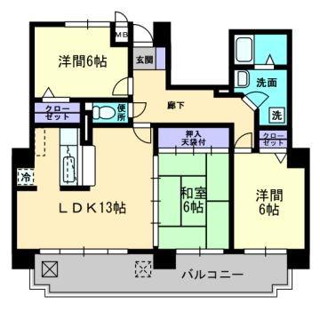 アーバン松浜(3LDK/2階)の間取り写真