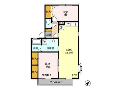 ラフィネF(2LDK/2階)の間取り写真