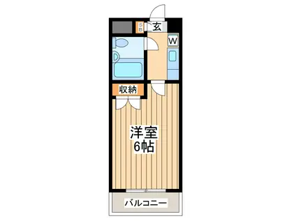 フレンドポート相模大野(1K/1階)の間取り写真