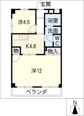 ドミール英(2DK/5階)の間取り写真