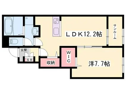 ブロード マインテッドC(1LDK/1階)の間取り写真