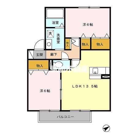 ベルデュールS(2LDK/2階)の間取り写真