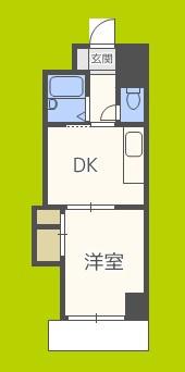 上新庄グランドハイツ北(1DK/3階)の間取り写真
