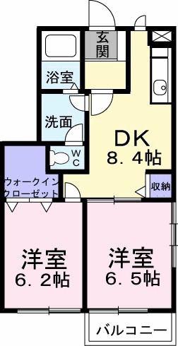 サンライズ川原B(2DK/1階)の間取り写真