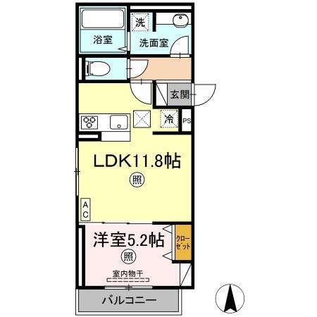 パーク倉敷(1LDK/1階)の間取り写真