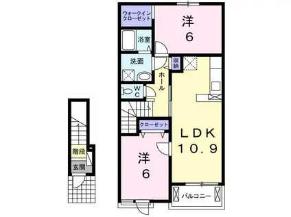 ノースヒルズ A(2LDK/2階)の間取り写真