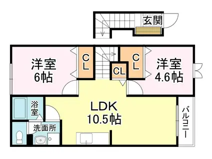 CHEERFUL御園(2LDK/2階)の間取り写真