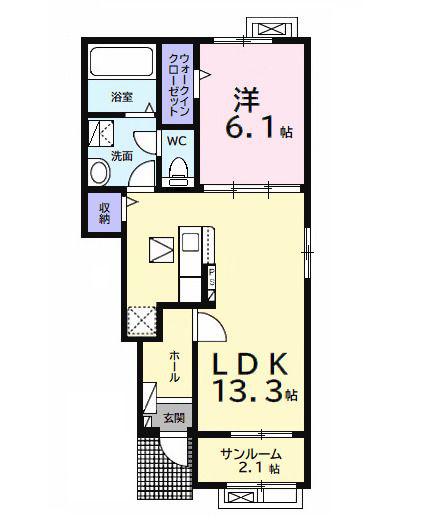 プランドールA(1LDK/1階)の間取り写真