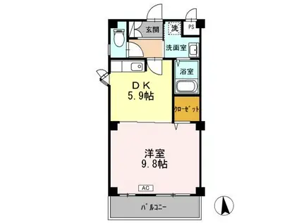 グランツ屋島III(1DK/2階)の間取り写真