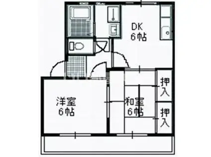 シティオフェリズ(2DK/2階)の間取り写真