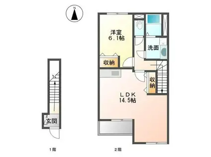 グランフェリシアI(1LDK/2階)の間取り写真