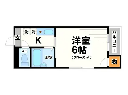 カーサ11(1K/1階)の間取り写真