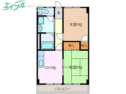 ライラック正和台B棟(2DK/1階)の間取り写真