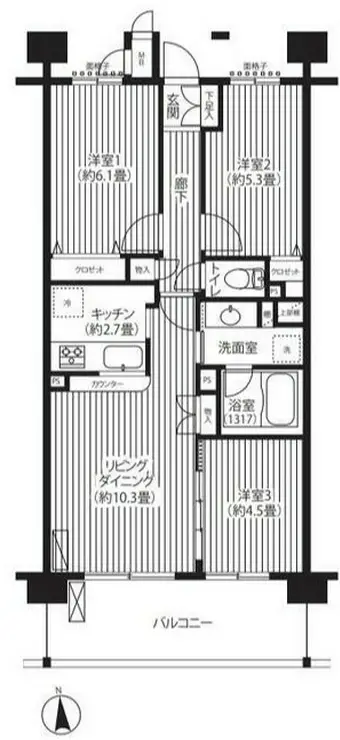 ピエス綱島 3階階 間取り