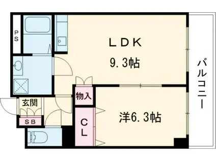 センタービレッジ本町(1LDK/3階)の間取り写真