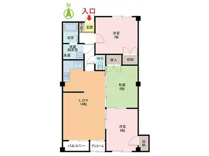 サンパーラ板垣パート2(3LDK/1階)の間取り写真