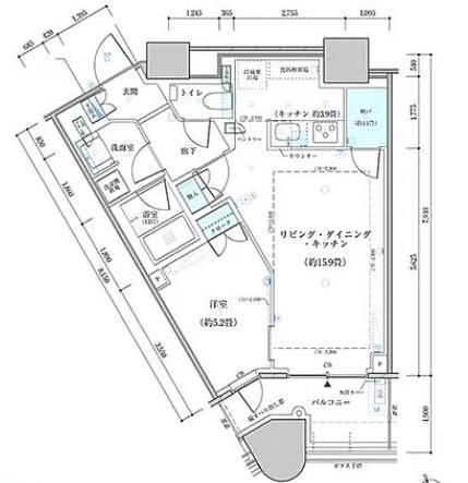 パークタワー勝どきサウス(2LDK/9階)の間取り写真