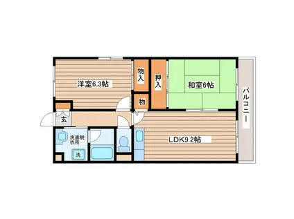 ステイブルシャトー(2DK/2階)の間取り写真