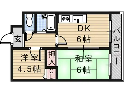 ヴェルドミール照ヶ丘(2DK/7階)の間取り写真
