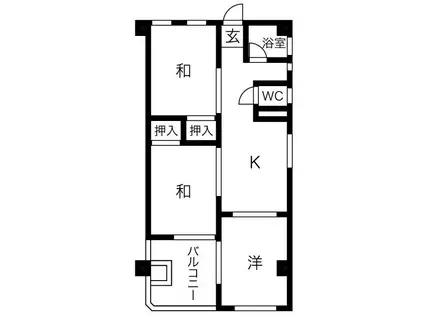 アヴィオン岐阜(2LDK/3階)の間取り写真