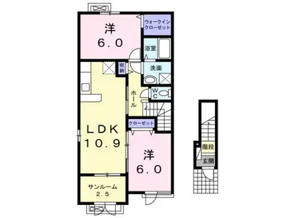 セレノII(2LDK/2階)の間取り写真