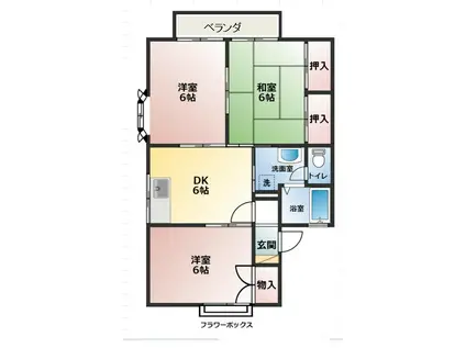 カーサB(3DK/2階)の間取り写真