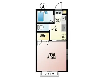 フラッツアム(1K/1階)の間取り写真