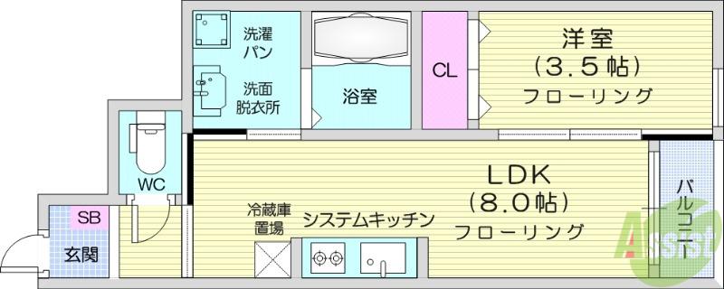 RS RESIDENCE2(1LDK/1階)の間取り写真