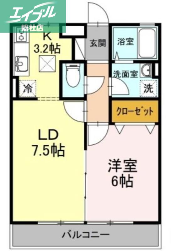 フレブラース(1LDK/1階)の間取り写真