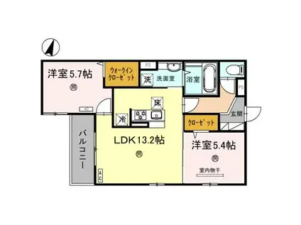 サンパティーク住吉(2LDK/1階)の間取り写真