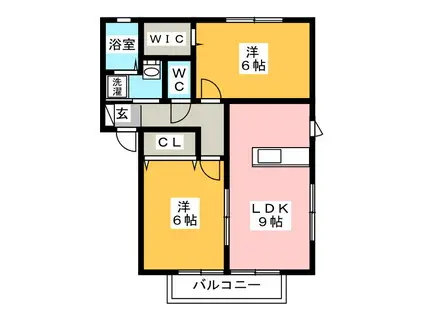 ディアステージB(2LDK/2階)の間取り写真