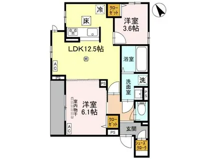 ドレ II(2LDK/2階)の間取り写真