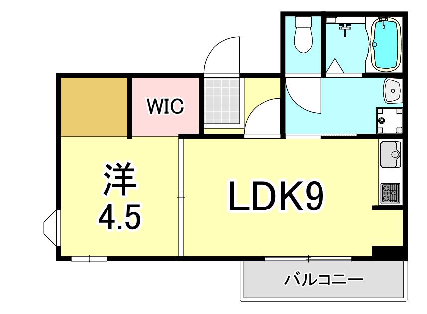 ヴィラ甲東園(1LDK/3階)の間取り写真