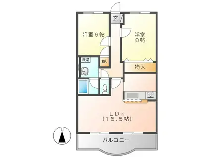 LOTOS BLUME I(2LDK/3階)の間取り写真