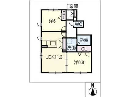ウエスタ(2LDK/1階)の間取り写真