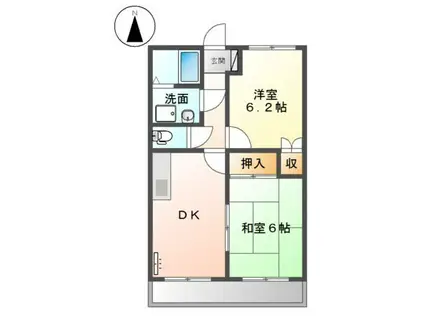 ミルキーウェイ(2DK/1階)の間取り写真