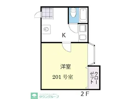 エステートガーデン鶴ヶ島(1K/2階)の間取り写真