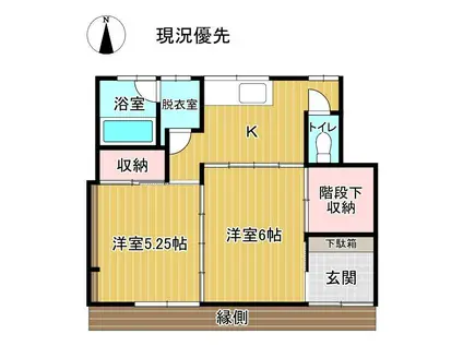 水井アパート(2K/1階)の間取り写真