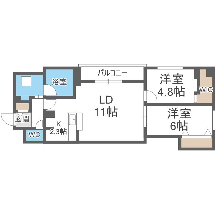 LUCE SOLARE発寒(2LDK/3階)の間取り写真