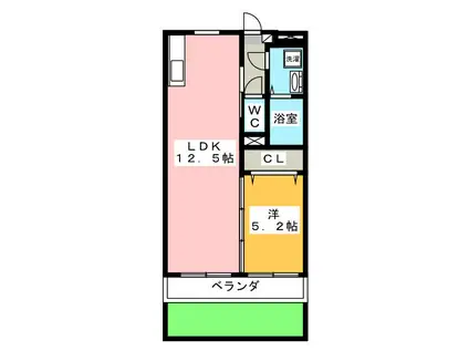 マエストロ伊勢(1LDK/1階)の間取り写真