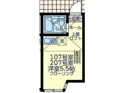 ユナイト境之谷タルトフロマージュ(ワンルーム/1階)の間取り写真