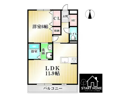 カーサ デル ジラソーレ(1LDK/3階)の間取り写真