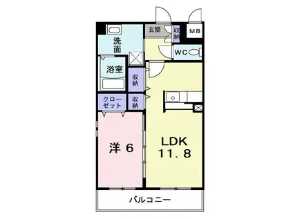 グランクレシア(1LDK/2階)の間取り写真