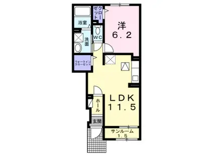 カームタイム II(1LDK/1階)の間取り写真