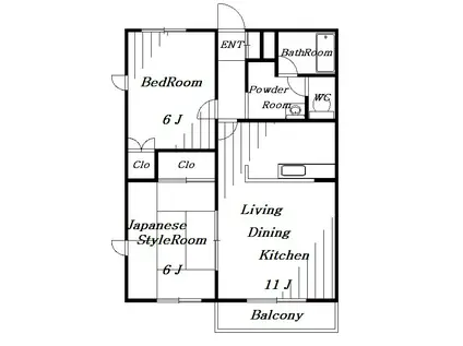 ヴィラ・デラエステ(2LDK/2階)の間取り写真