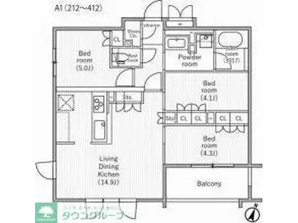 NIDO SAKURAGAOKA(3LDK/2階)の間取り写真