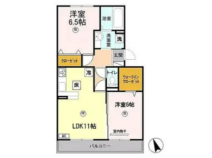 リヴィエール(2LDK/1階)の間取り写真